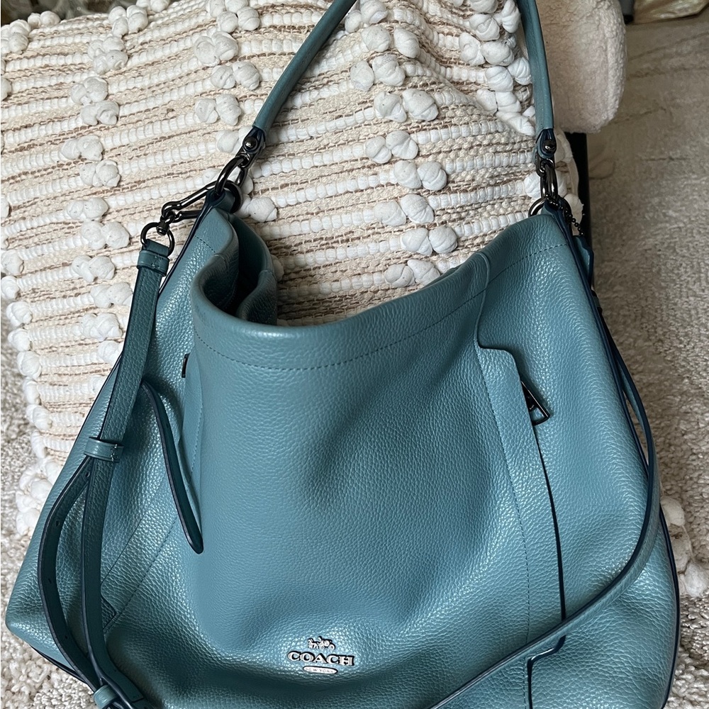 Coach Teal Leather Shoulder Bag with crossbody